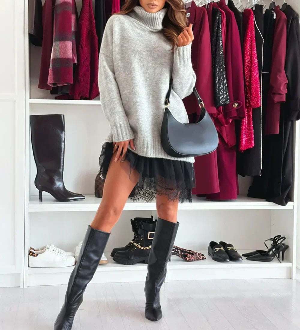 ❄️Heißer Verkauf 50 % Rabatt!!⚡Rollkragenpullover-Kleid-Set | Rollkragenpullover-Kleid-Set | Perfekt für Winter – Jetzt warm & stylisch!✈️ Kostenloser Versand