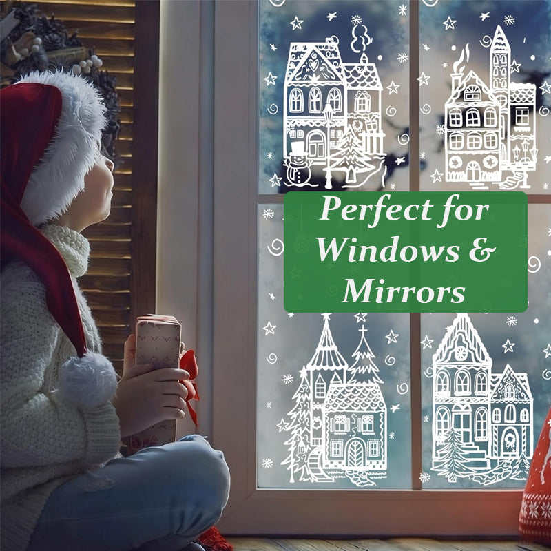 🎅Frühweihnachtsangebote – 50 % RABATT🎄Weihnachtsdorf-Fensterbilder-Set