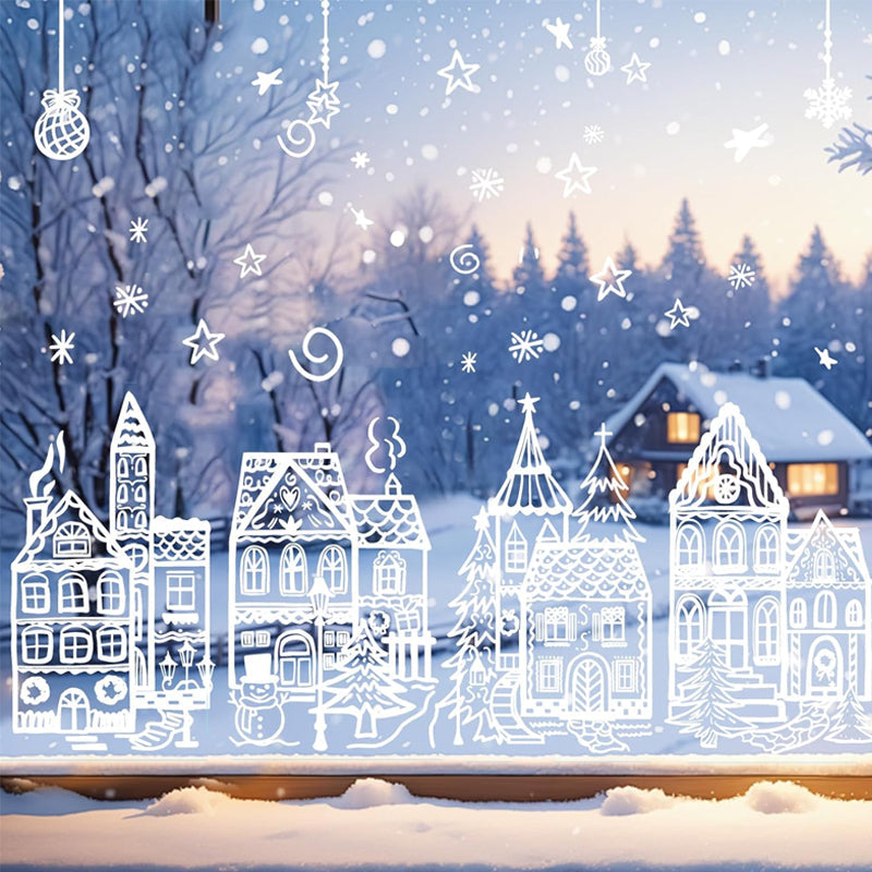 🎅Frühweihnachtsangebote – 50 % RABATT🎄Weihnachtsdorf-Fensterbilder-Set