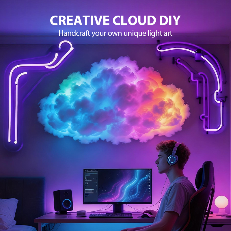 📢 50% RABATT!!! ☁️🌈 DIY LED-Wolkenlampe | Interaktiv, RGB-Farbwechsel, USB-betrieben ✨