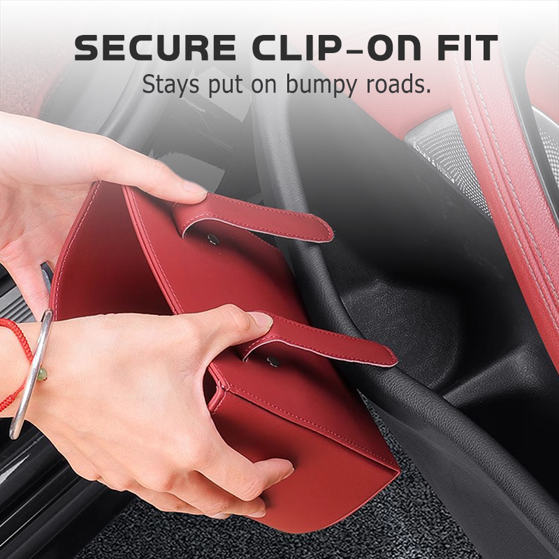 🚗🧺 Getränkehalter aus Leder für die Autotür – Große Öffnung für Getränke und Handy. Sicherer Clip-Befestigungsmechanismus. Robustes und stylisches PU-Leder. 🛡️✨