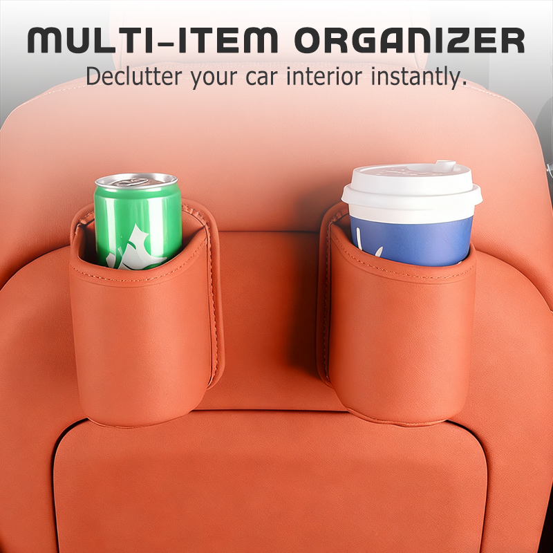 🚗🧺 Getränkehalter aus Leder für die Autotür – Große Öffnung für Getränke und Handy. Sicherer Clip-Befestigungsmechanismus. Robustes und stylisches PU-Leder. 🛡️✨