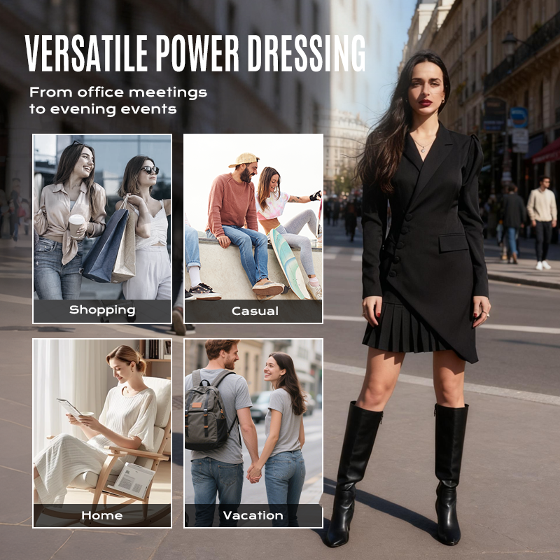 🎉 Frühlingsfest-Spezial: 50% Rabatt + kostenloser Versand 🚀🖤Mini-Blazerkleid mit Knopfleiste und Falten | Solange der Vorrat reicht!