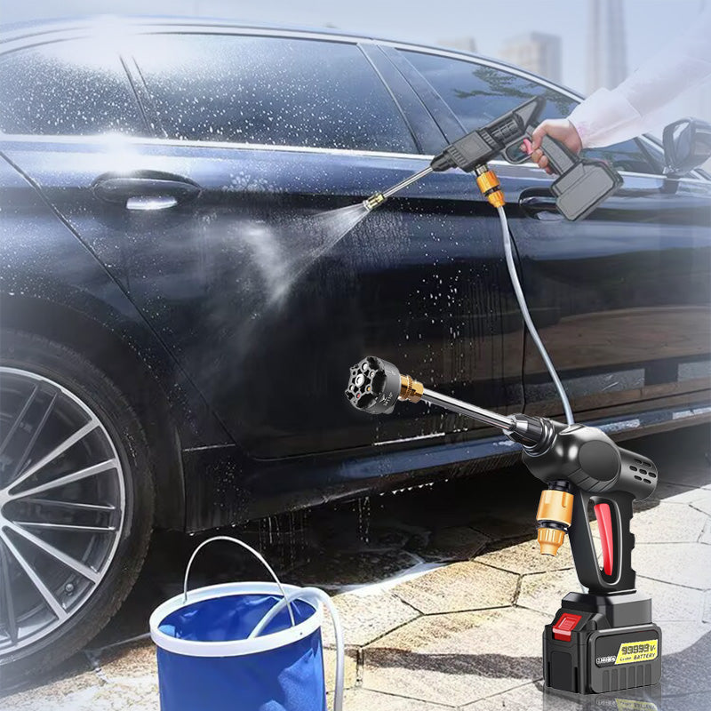 📢📢50 % Rabatt!! ⌛ 2026 Heißer Verkauf 🔥 Akku Hochdruckreiniger 45bar/653PSI mit 2X3000mAh Akku, 180° verstellbare Düse und 5M Schlauch für Auto und Blumenbewässerung