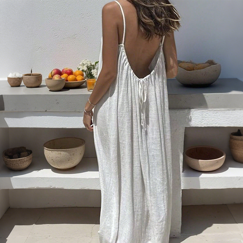 💕🔥 Limitierte Aktion - 50% Rabatt! ❄️💃 Damen einfarbiges trägerloses Cami-Kleid, ultraleicht & atmungsaktiv, elegantes rückenfreies Design, Sommer Strand Party Kleid