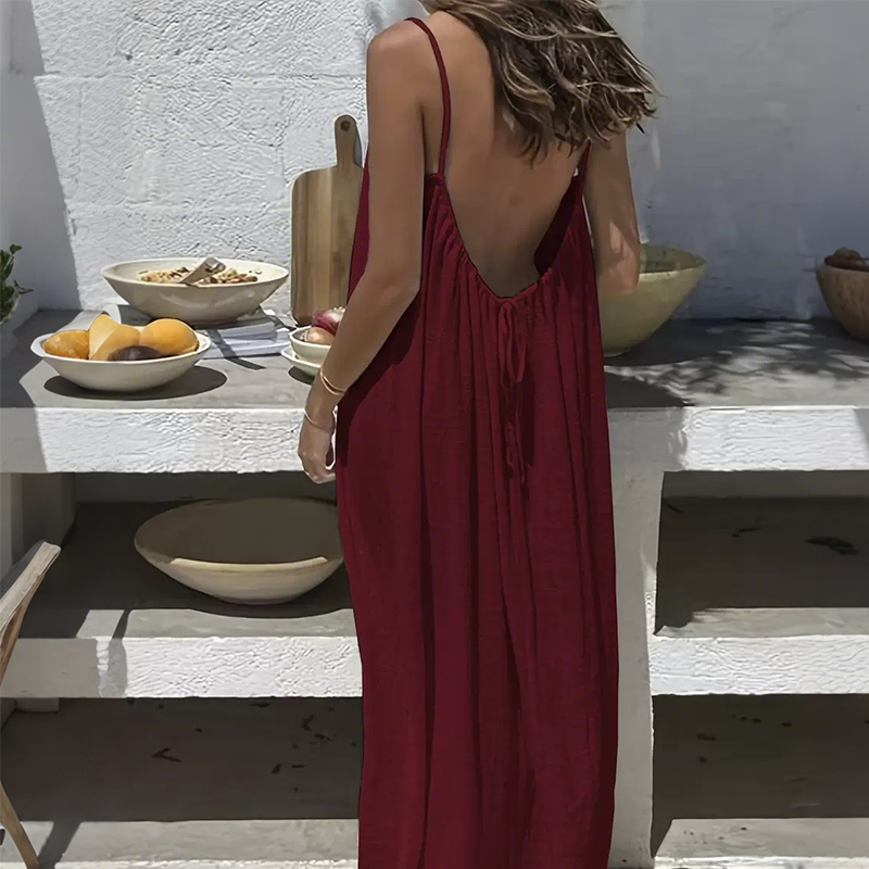 💕🔥 Limitierte Aktion - 50% Rabatt! ❄️💃 Damen einfarbiges trägerloses Cami-Kleid, ultraleicht & atmungsaktiv, elegantes rückenfreies Design, Sommer Strand Party Kleid