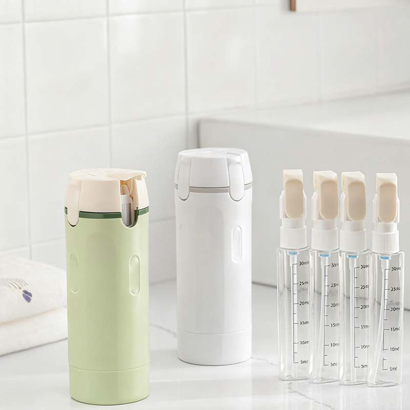 🧳3 zum Preis von 2 | Die universelle 4-in-1-Reiseflasche! ✈️ Hält Ihre Pflegeprodukte sicher & geordnet. 👜 Maximaler Komfort, minimale Unordnung im Handgepäck.