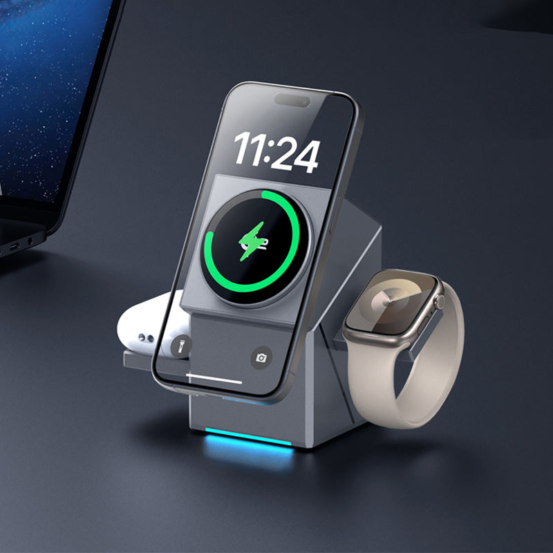 ⚡ 50% RABATT | 3-in-1 faltbare magnetische kabellose Ladestation 🔋 Ein Gerät, drei Devices, null Kabelsalat.