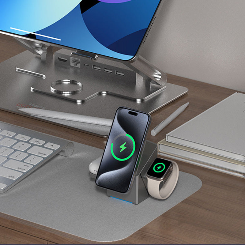 ⚡ 50% RABATT | 3-in-1 faltbare magnetische kabellose Ladestation 🔋 Ein Gerät, drei Devices, null Kabelsalat.