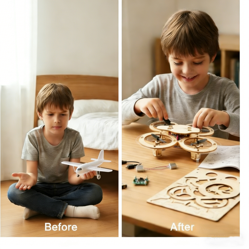 🎁🔥 Letzter Tag der Aktion: 50% Rabatt! 🔥🧩 DIY-Bausatz für Kinder zum Bauen einer Holzdrohne 🚁