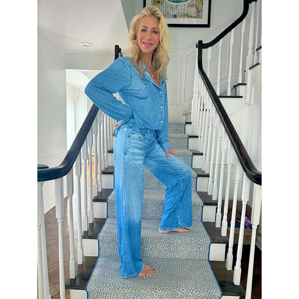 🔥⏰ LIMITIERT: 50% Rabatt + 10€ Extra-Rabatt auf 2 Sets! 🌙 Denim Dreams Pyjama-Set | Ultra-weiche Loungekleidung im Jeans-Look für maximalen Komfort.