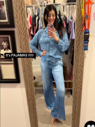 🔥⏰ LIMITIERT: 50% Rabatt + 10€ Extra-Rabatt auf 2 Sets! 🌙 Denim Dreams Pyjama-Set | Ultra-weiche Loungekleidung im Jeans-Look für maximalen Komfort.