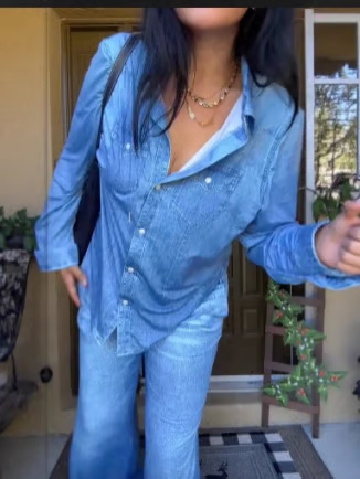 🔥⏰ LIMITIERT: 50% Rabatt + 10€ Extra-Rabatt auf 2 Sets! 🌙 Denim Dreams Pyjama-Set | Ultra-weiche Loungekleidung im Jeans-Look für maximalen Komfort.