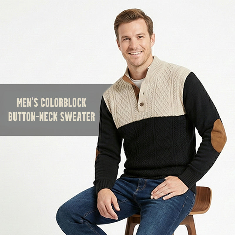 📢📢50 % Rabatt!! ⏰🔥Heiße Sonderangebote – Herren-Pullover mit Farbblock-Kragen und Knöpfen🔥Kaufen Sie 2 und erhalten Sie kostenlosen Versand