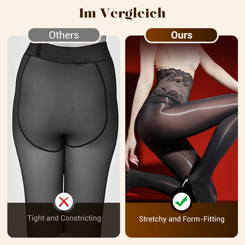 ✨ Vorteilspaket: Sexy 8D Oil-Sheen Rosen-Spitzen Strumpfhose mit Glanz-Effekt ✨