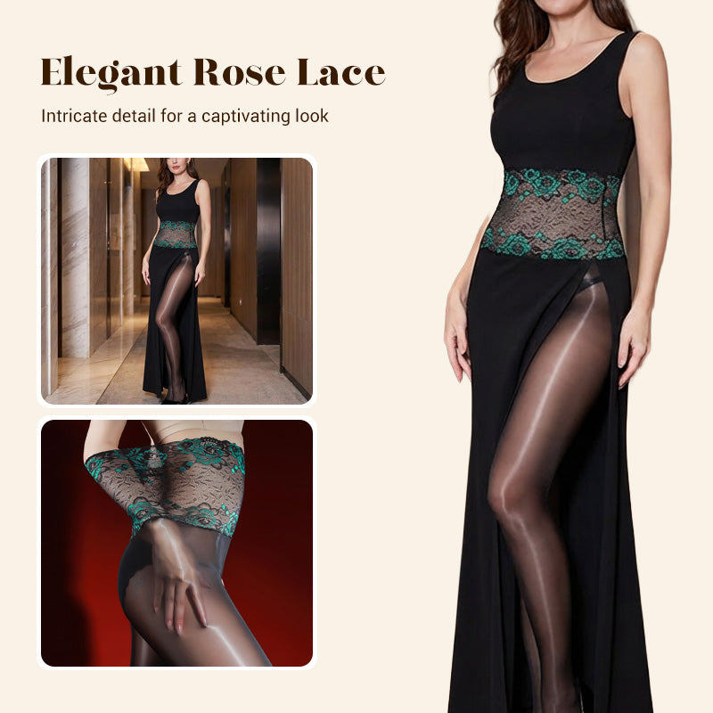 ✨ Vorteilspaket: Sexy 8D Oil-Sheen Rosen-Spitzen Strumpfhose mit Glanz-Effekt ✨