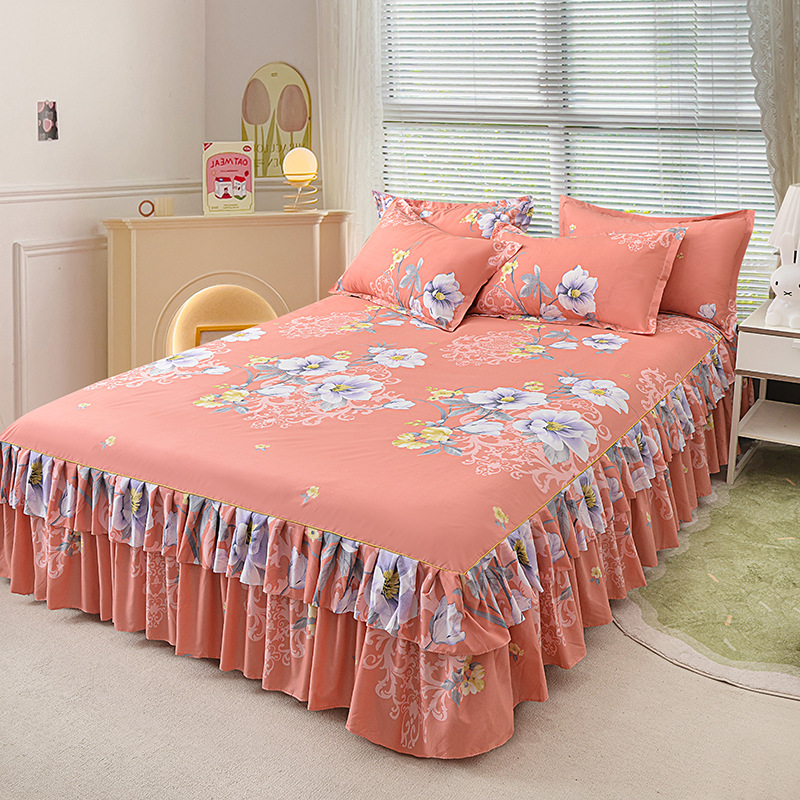📢📢50 % Rabatt!! ⏰ 🌙3-teiliger Rüschenbettrock – Eleganter Fall & einfaches Wechseln | Romantisches Schlafengehen 🛏️🌹