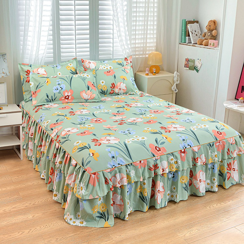 📢📢50 % Rabatt!! ⏰ 🌙3-teiliger Rüschenbettrock – Eleganter Fall & einfaches Wechseln | Romantisches Schlafengehen 🛏️🌹