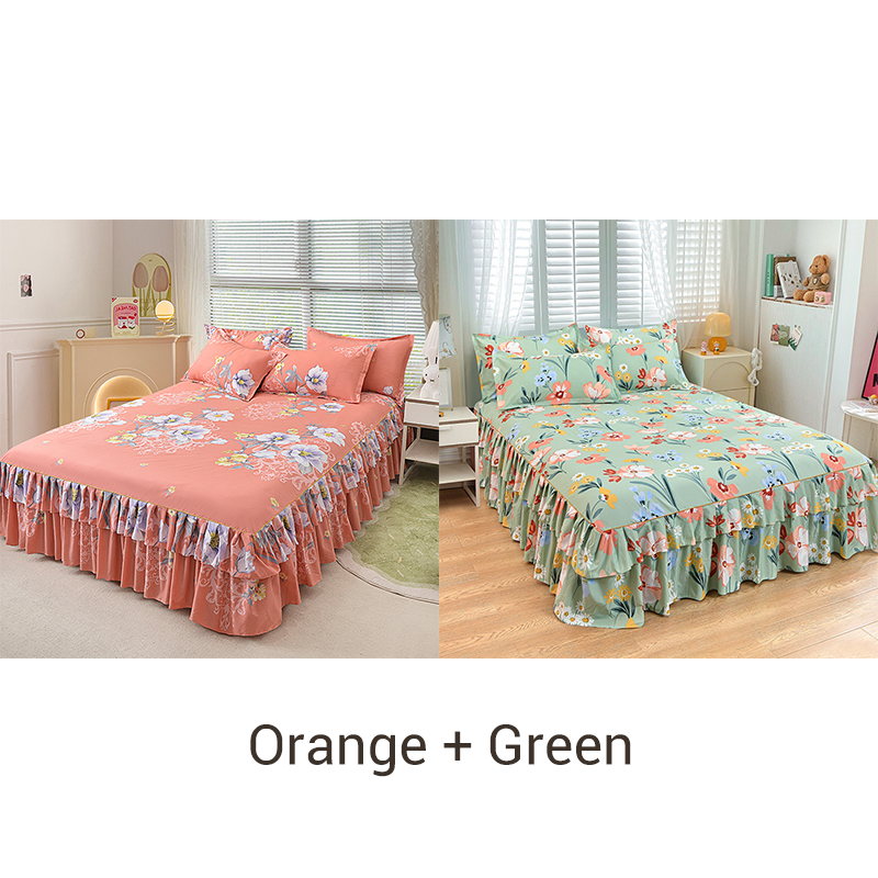 📢📢50 % Rabatt!! ⏰ 🌙3-teiliger Rüschenbettrock – Eleganter Fall & einfaches Wechseln | Romantisches Schlafengehen 🛏️🌹