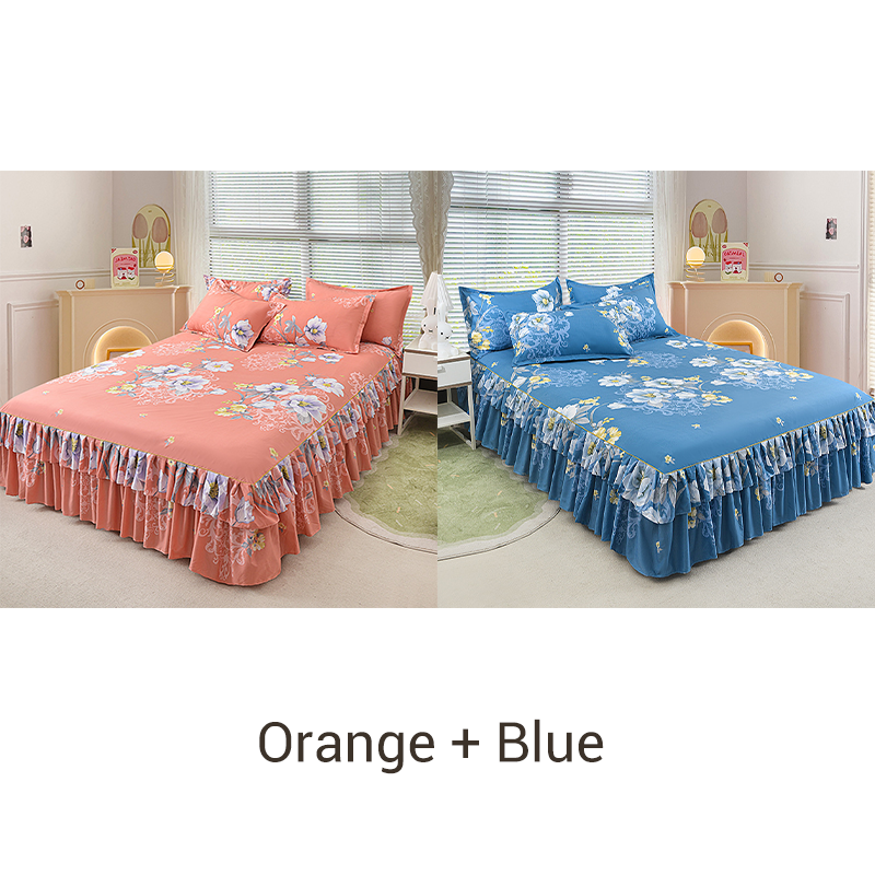 📢📢50 % Rabatt!! ⏰ 🌙3-teiliger Rüschenbettrock – Eleganter Fall & einfaches Wechseln | Romantisches Schlafengehen 🛏️🌹