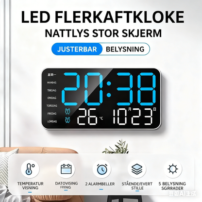 📢📢50 % RABATT !! ⏰Multifunktionale dekorative LED-Digital-Wanduhr，Die grenzenlose Digitaluhr für das moderne norwegische Zuhause | Funktional & dekorativ