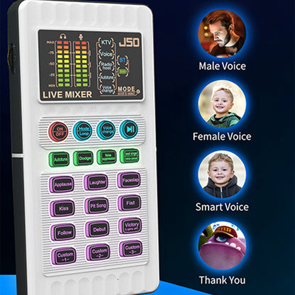 🎉 50% RABATT+Versandkostenfrei für alle Artikel! ✨🎤 Tragbare Handheld-Live-Soundkarte (Stimmenverzerrer): Multifunktionale Effekte + Rauschunterdrückung – Streamen von überall!