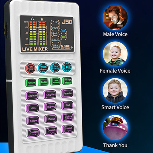 🎉 50% RABATT+Versandkostenfrei für alle Artikel! ✨🎤 Tragbare Handheld-Live-Soundkarte (Stimmenverzerrer): Multifunktionale Effekte + Rauschunterdrückung – Streamen von überall!