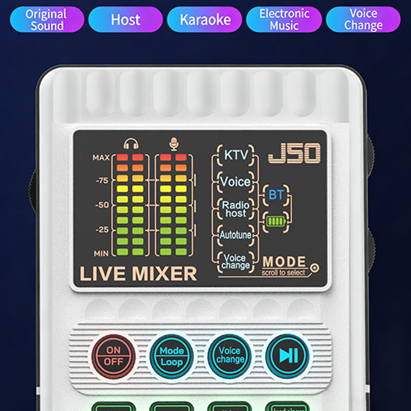 🎉 50% RABATT+Versandkostenfrei für alle Artikel! ✨🎤 Tragbare Handheld-Live-Soundkarte (Stimmenverzerrer): Multifunktionale Effekte + Rauschunterdrückung – Streamen von überall!