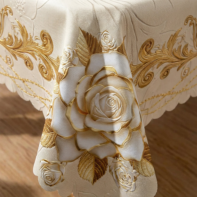 🔥🔥 2026 NEU 🥳🌹Wasserdichte goldene Rosen-Tischdecke