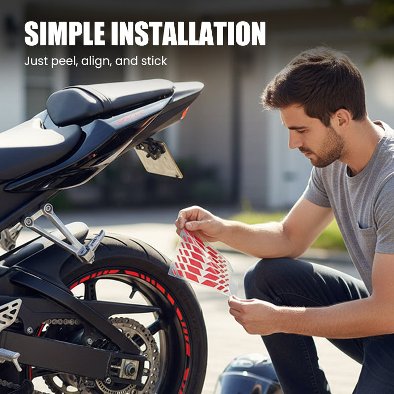 ⚡⚡Neujahrsangebot: 50% RABATT + 1 kaufen, 1 gratis!!!⏳💥 Reflektierende Felgenaufkleber für Motorräder | Einfach anbringen, langanhaltender SchutzWerde von der Seite besser gesehen – einfach anbringen, langanhaltender Schutz⚡⚡
