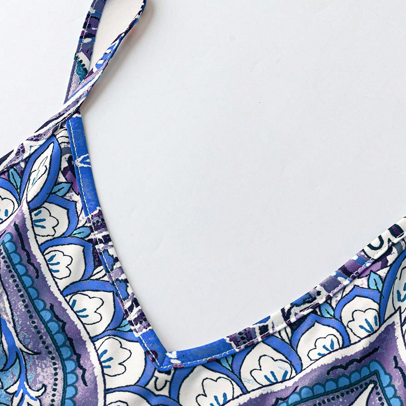 ⏳🔥2026 Hot Sale🎁 Ärmelloses Maxikleid mit Retro-Print und V-Ausschnitt für Damen – perfekt für Urlaub, Date oder Dinner🌺