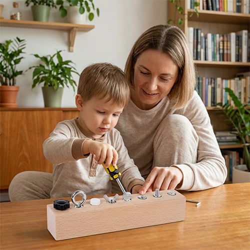 📢📢50 % Rabatt!! ⏰👨‍👦🔩Pädagogisches Schraub-Activity-Board – Feinmotorik & logisches Denken kinderleicht entwickeln🧠✨ Lernspielzeug Nr.1