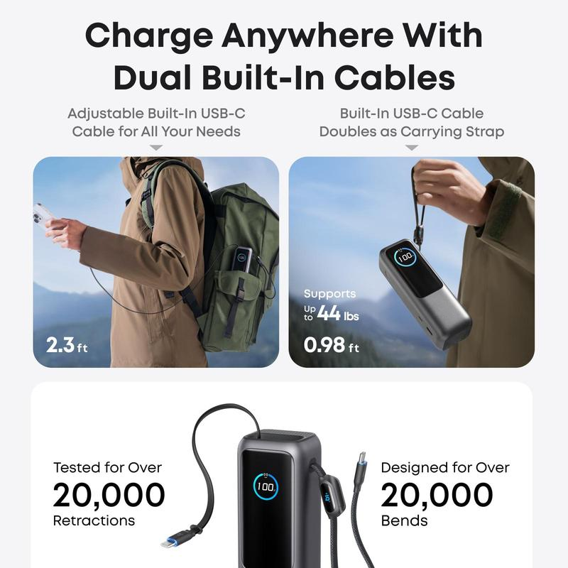 📢📢50 % Rabatt!!+Kostenloser Versand🥳📱Tragbares Ladegerät mit integriertem Kabel🔋⚡