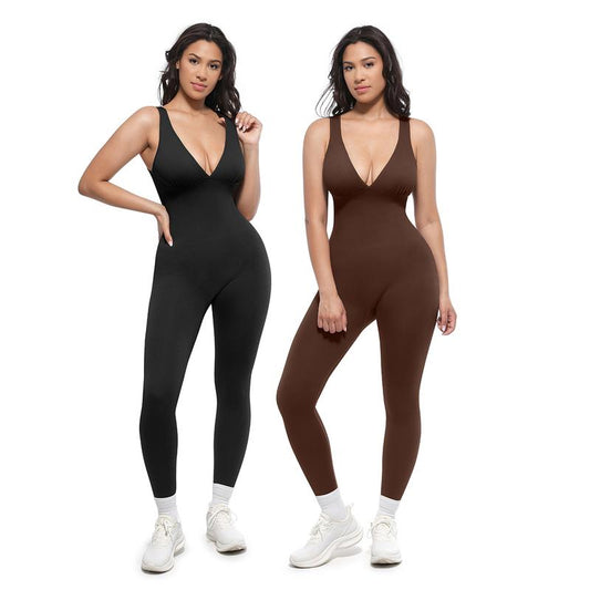 🎉Letzter Tag Aktion 49% RABATT💞Deep-V-Shapewear mit Bruststütze Atmungsaktiver High-Waist-Bauchkontroll-Jumpsuit