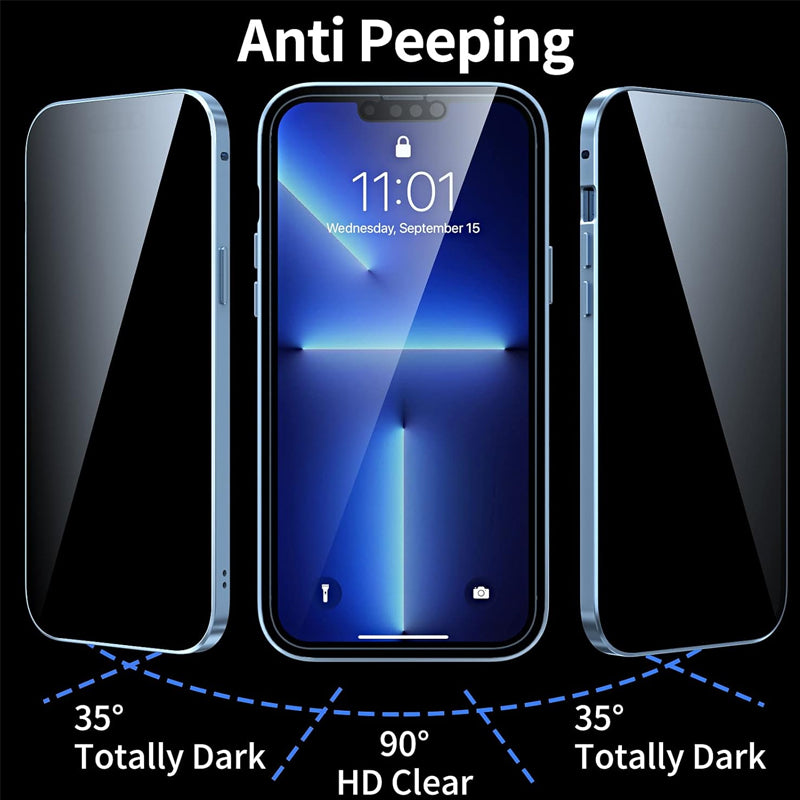 📢📢50% Rabatt!! ⏰🛡️Doppelseitige Schutzhülle aus gehärtetem Glas – Anti-Spy Sichtschutz & praktische Handhabung | Für Ihr Handy & Einfach anzubringen.📱✨
