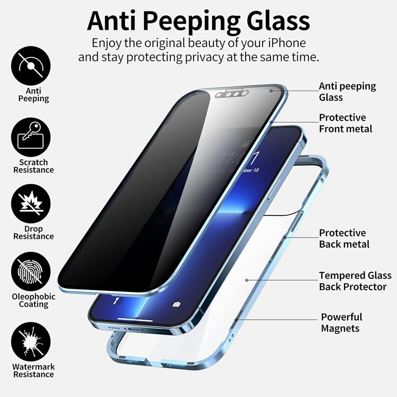 📢📢50% Rabatt!! ⏰🛡️Doppelseitige Schutzhülle aus gehärtetem Glas – Anti-Spy Sichtschutz & praktische Handhabung | Für Ihr Handy & Einfach anzubringen.📱✨