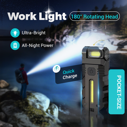 💎 50 % RABATT! 💎 180° drehbare LED-Arbeitsleuchte – Zweistrahler, Magnetfuß und USB-C-Ladeanschluss