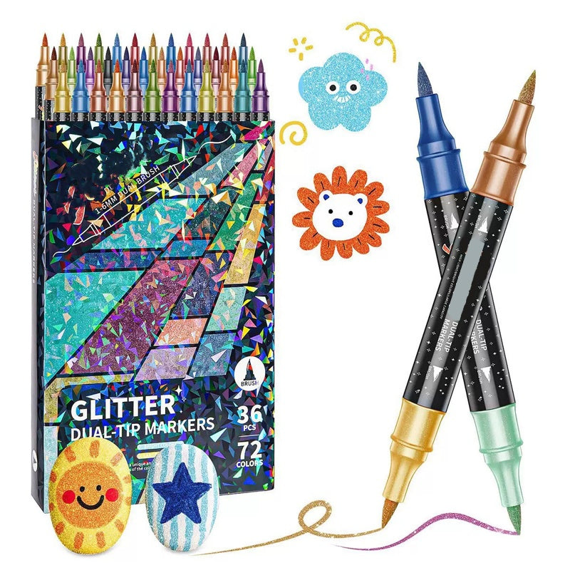 🥳🥇Letzter Tag: 50 % Rabatt!🎨✨Glitzer-Pinselmarker🌈12/24/36/48 Farben