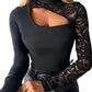 🏆🔥 Neu 2026 ✨💖 Damen-Top mit asymmetrischem Cut-out und Spitzenärmeln