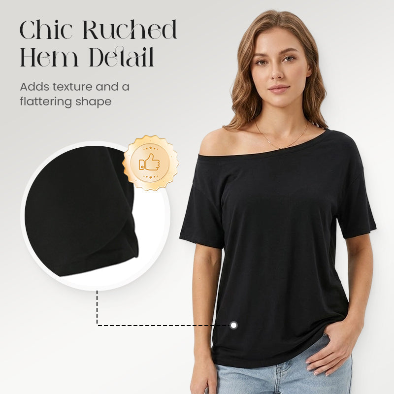 🔥✨ Neu 2026 👚Damen Set – Lockeres Schulter-T-Shirt mit kurzen Ärmeln💖
