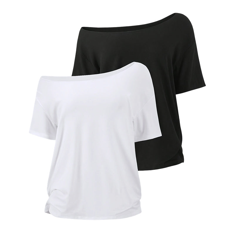 🔥✨ Neu 2026 👚Damen Set – Lockeres Schulter-T-Shirt mit kurzen Ärmeln💖