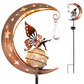 🥳50 % Rabatt!!🌙✨ Solar-Gartenstecklampe mit Kolibri- und Mondmotiv