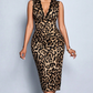 💖2026 Neuheit - 50 % Rabatt! 💖 Bodycon-Kleid mit V-Ausschnitt, Spitzenbesatz und Leopardenmuster👗🔥