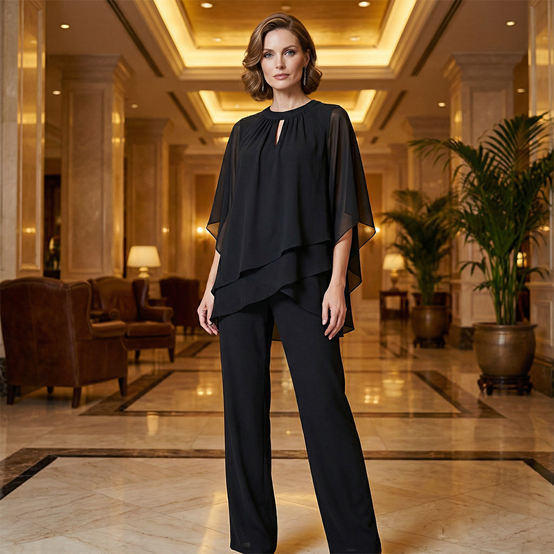 📣 50% Rabatt + KOSTENLOSER VERSAND!! 🔥🎉 Eleganter Zweiteiler: Bluse mit asymmetrischem Saum & weite Hose