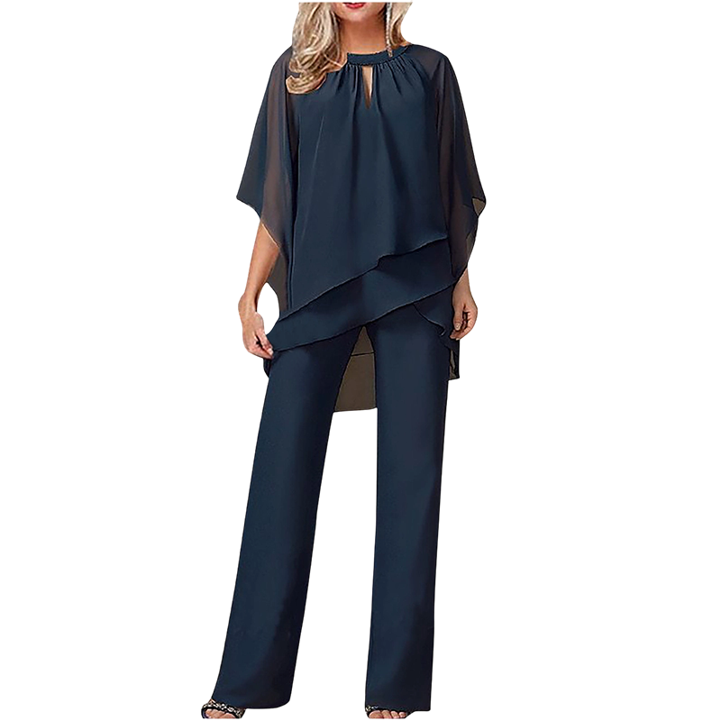 📣 50% Rabatt + KOSTENLOSER VERSAND!! 🔥🎉 Eleganter Zweiteiler: Bluse mit asymmetrischem Saum & weite Hose