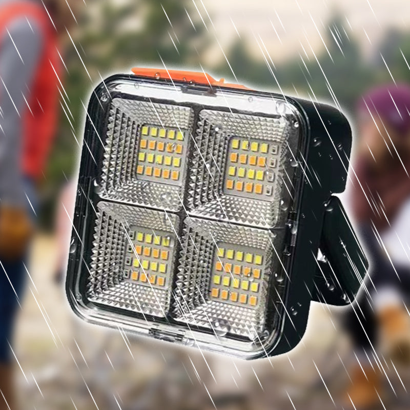 ☀️Tragbare Solar-Arbeitsleuchte mit 4 Modi: Hell, sparsam, Notlicht, Dämmerungssensor 🔄 – Für Baustelle, Werkstatt & Camping. Wiederaufladbar, robust