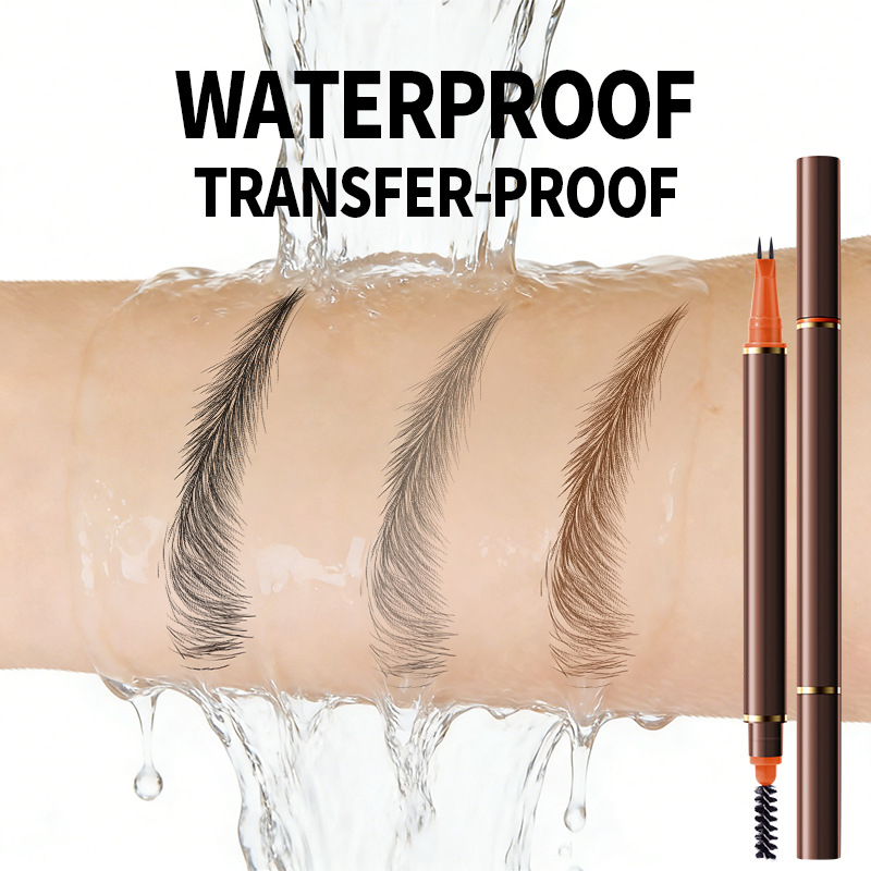 📢📢50 % Rabatt!!🥳2+1 GRATIS!! 🎁Flüssiger Augenbrauenstift mit zwei Spitzen und zwei Zinken