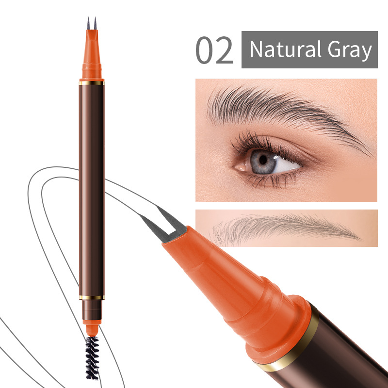 📢📢50 % Rabatt!!🥳2+1 GRATIS!! 🎁Flüssiger Augenbrauenstift mit zwei Spitzen und zwei Zinken
