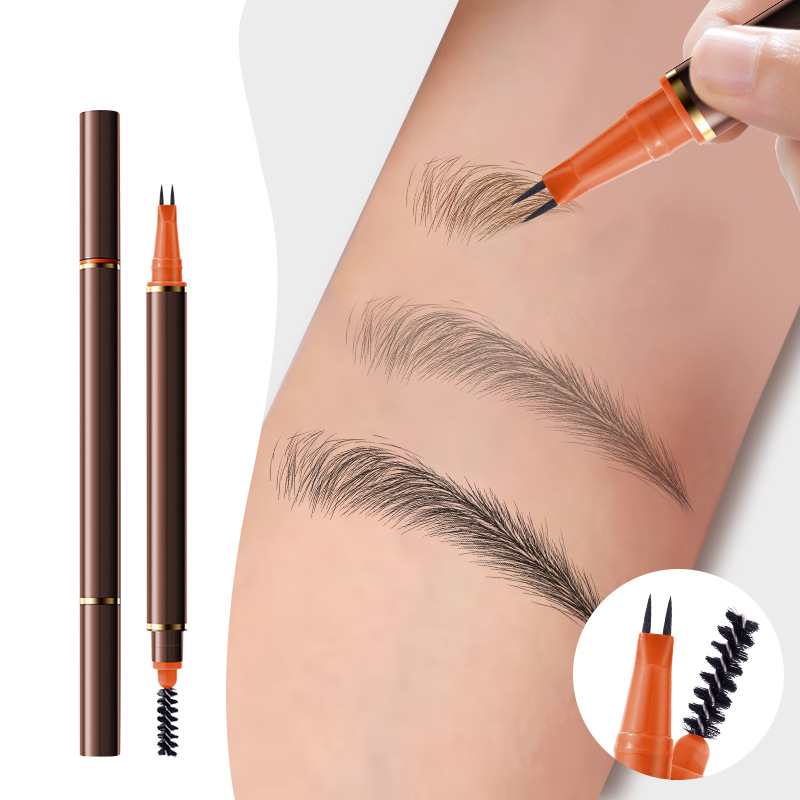 📢📢50 % Rabatt!!🥳2+1 GRATIS!! 🎁Flüssiger Augenbrauenstift mit zwei Spitzen und zwei Zinken