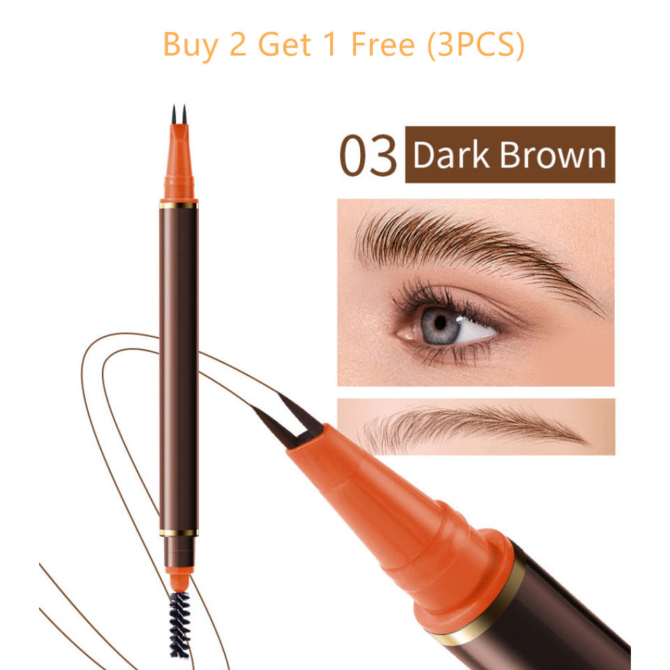 📢📢50 % Rabatt!!🥳2+1 GRATIS!! 🎁Flüssiger Augenbrauenstift mit zwei Spitzen und zwei Zinken
